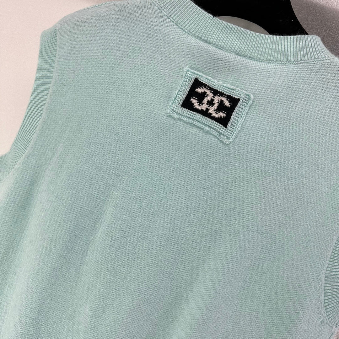 CC V-neck Vest Blue Wool 345999