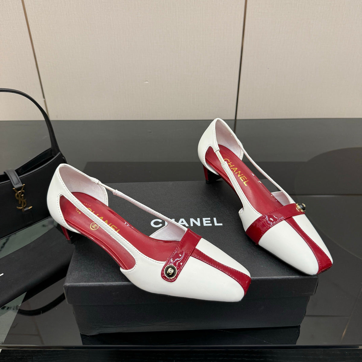 CC 26P Slingback 5cm White Red Patent Leather 791609