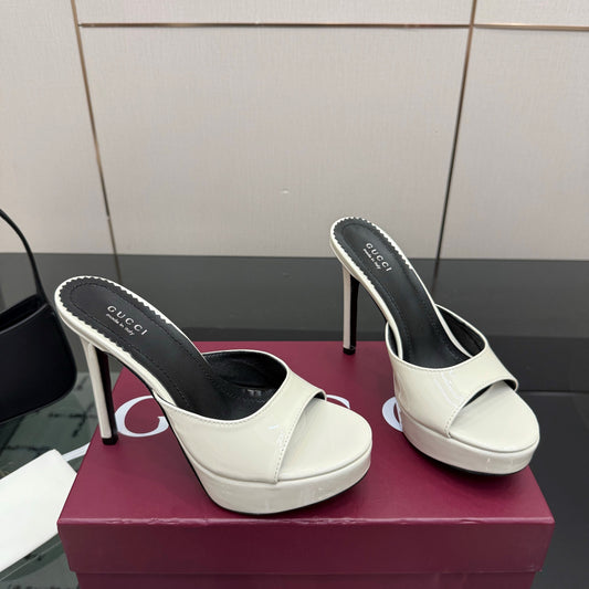 GG 26s Sandal 12cm White Patent Leather 828218
