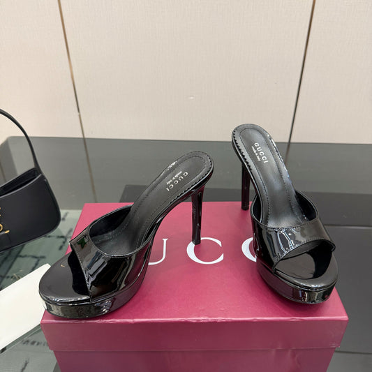 GG 26s Sandal 12cm Black Patent Leather 828219