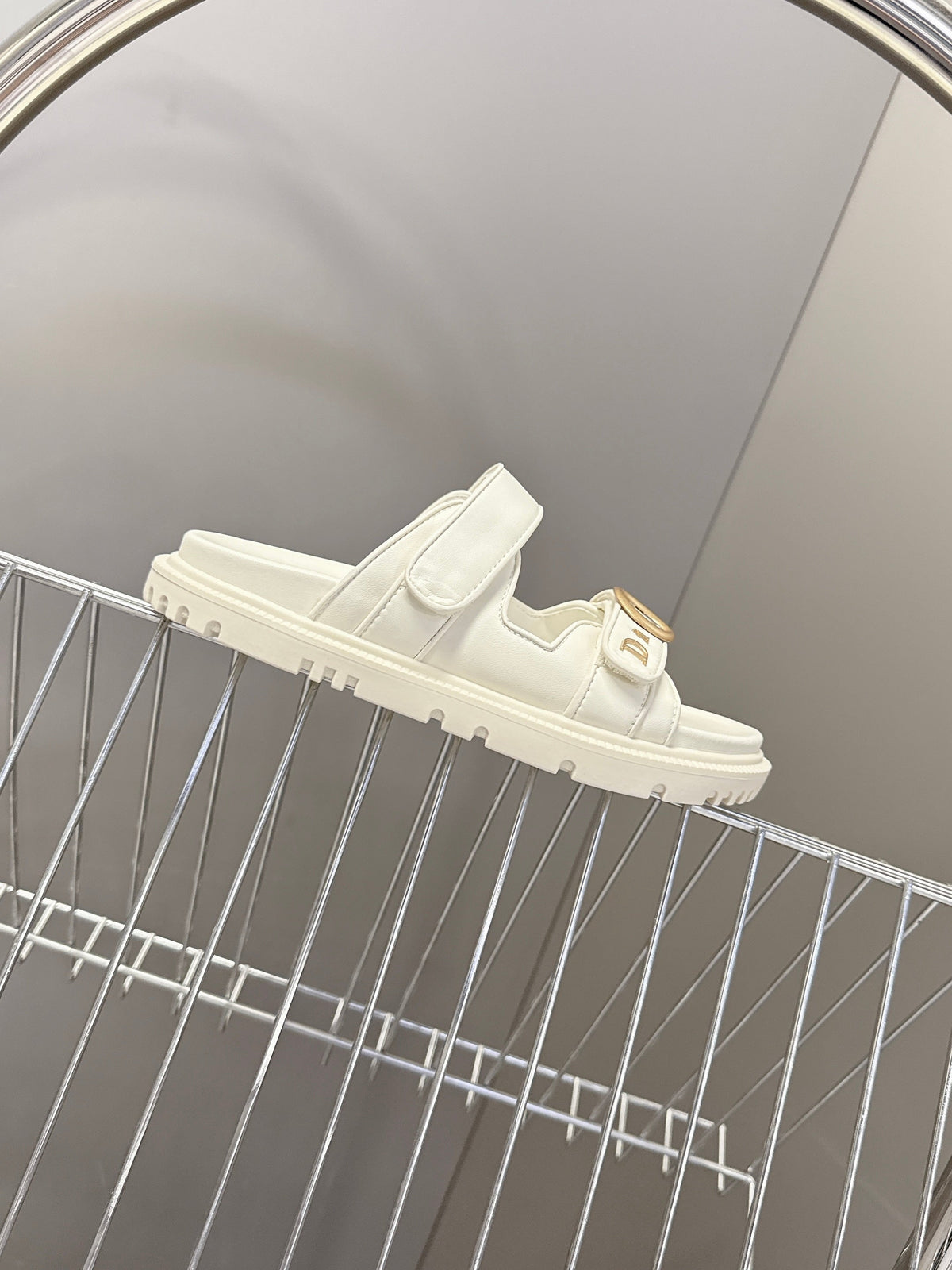 Dior 2026 Velcro Slip-on Sandal White Leather 716902