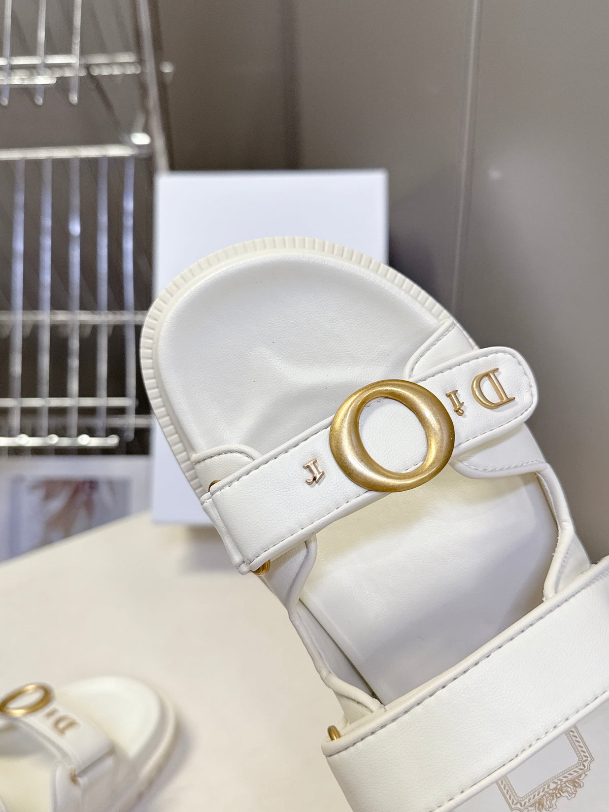 Dior 2026 Velcro Slip-on Sandal White Leather 716902