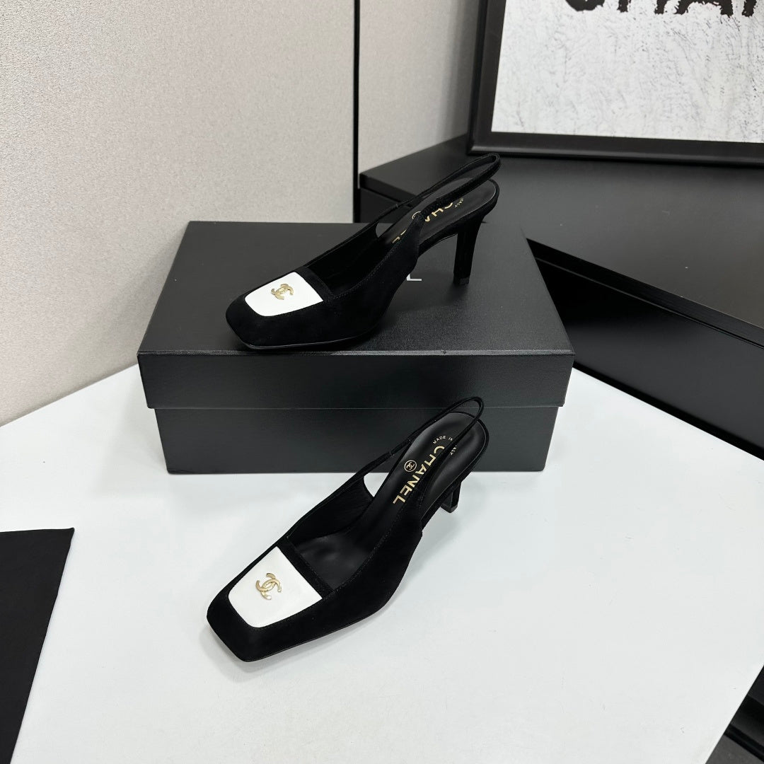 CC Block Slingback Black White Suede 743247
