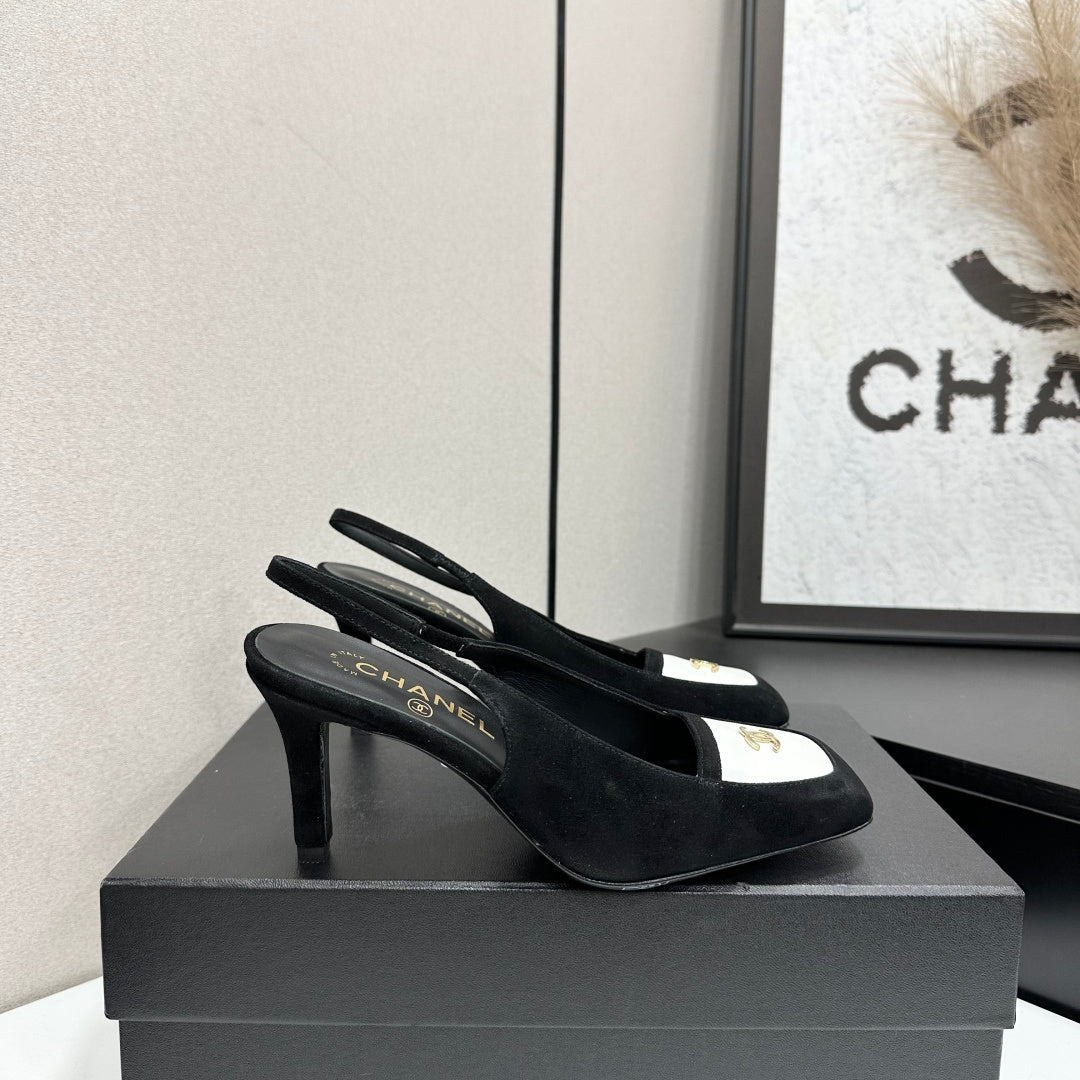 CC Block Slingback Black White Suede 743247