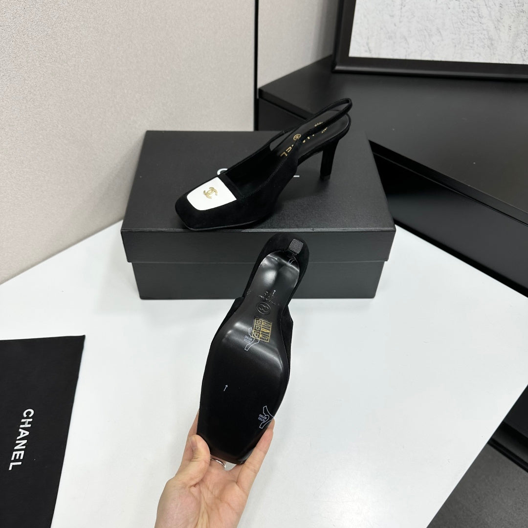 CC Block Slingback Black White Suede 743247