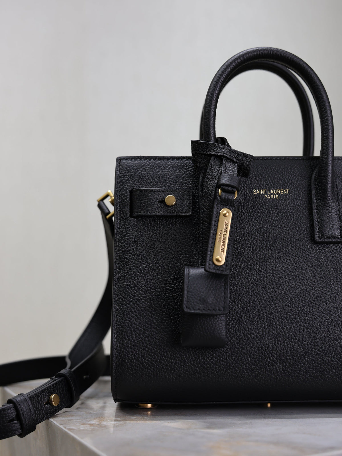 YSL Sac De Jour Nano 22cm Black Grain Cowhide GHW