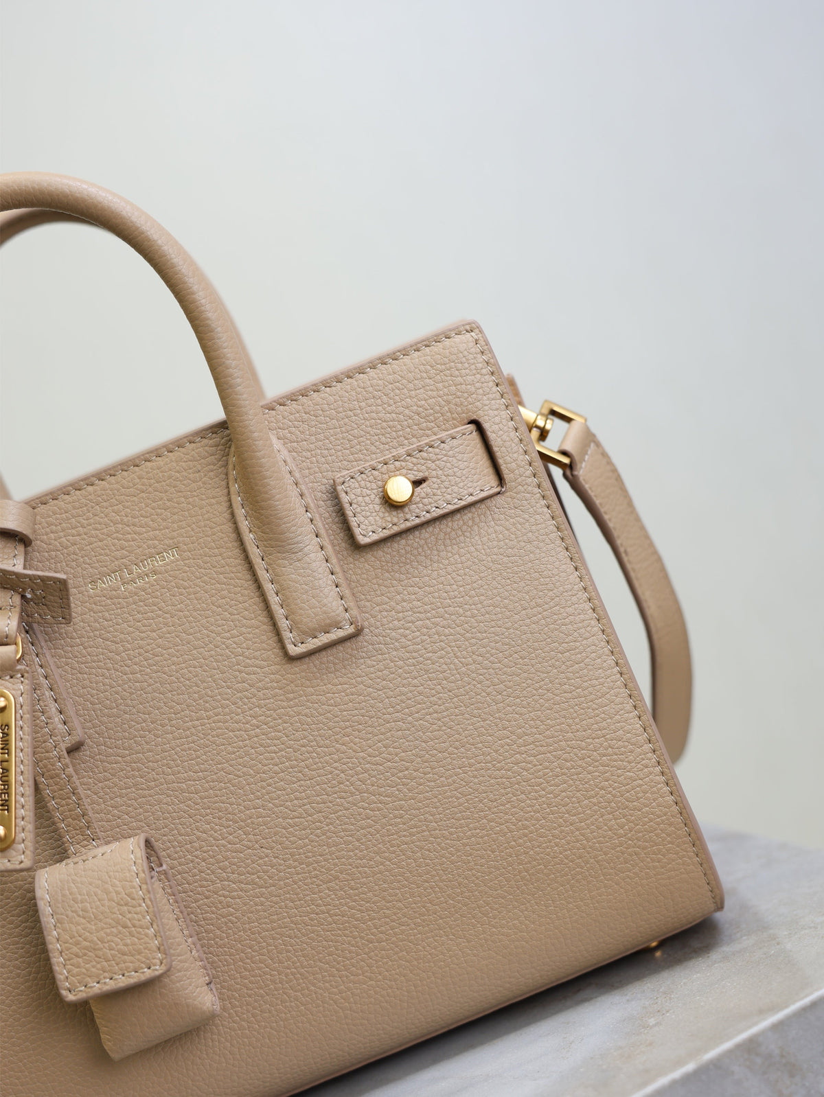 YSL Sac De Jour Nano 22cm Beige Grain Cowhide GHW