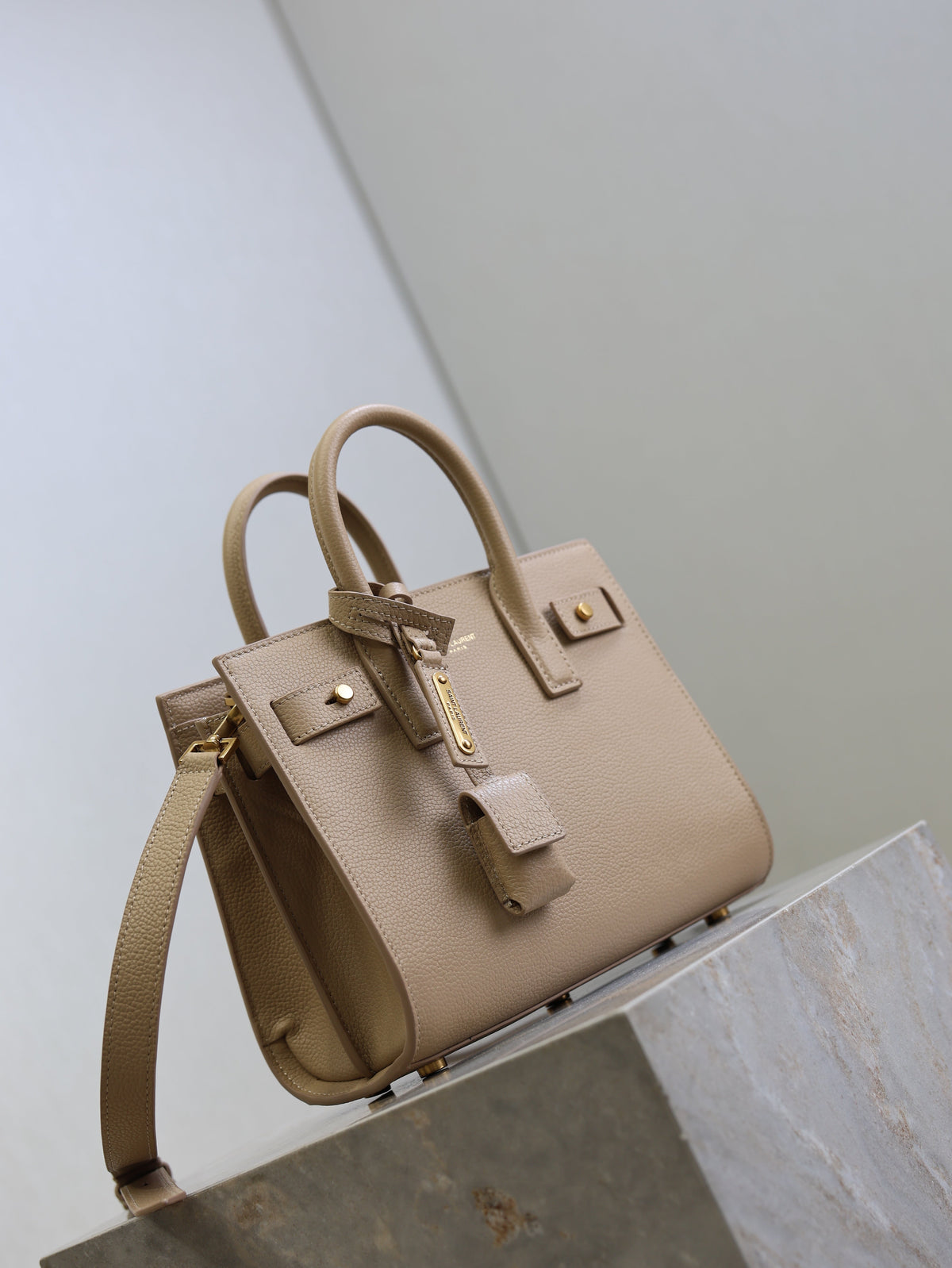 YSL Sac De Jour Nano 22cm Beige Grain Cowhide GHW