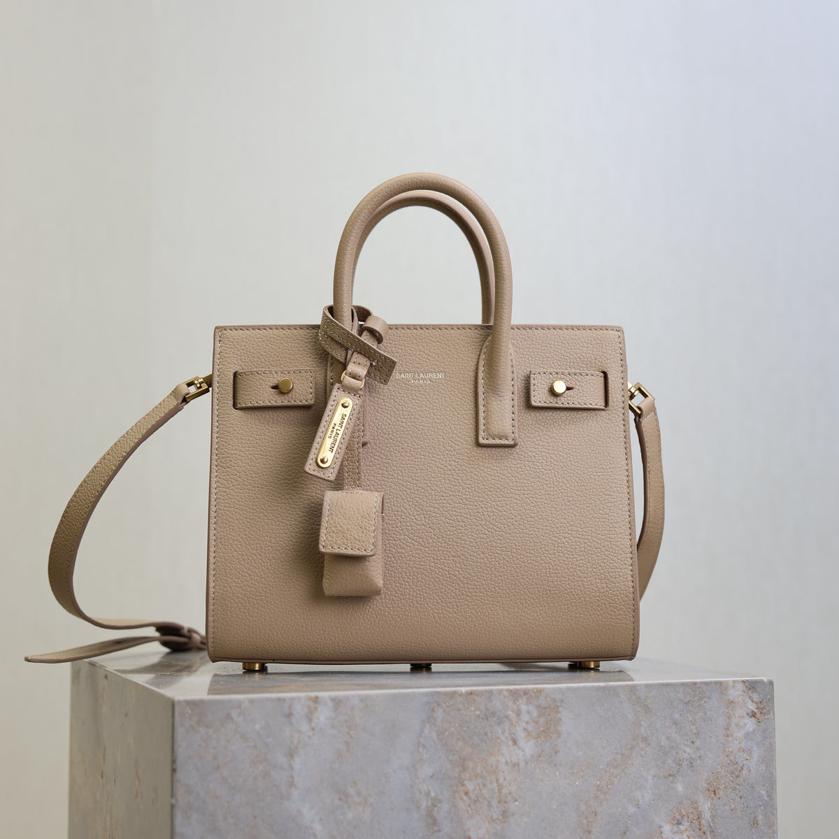 YSL Sac De Jour Nano 22cm Beige Grain Cowhide GHW