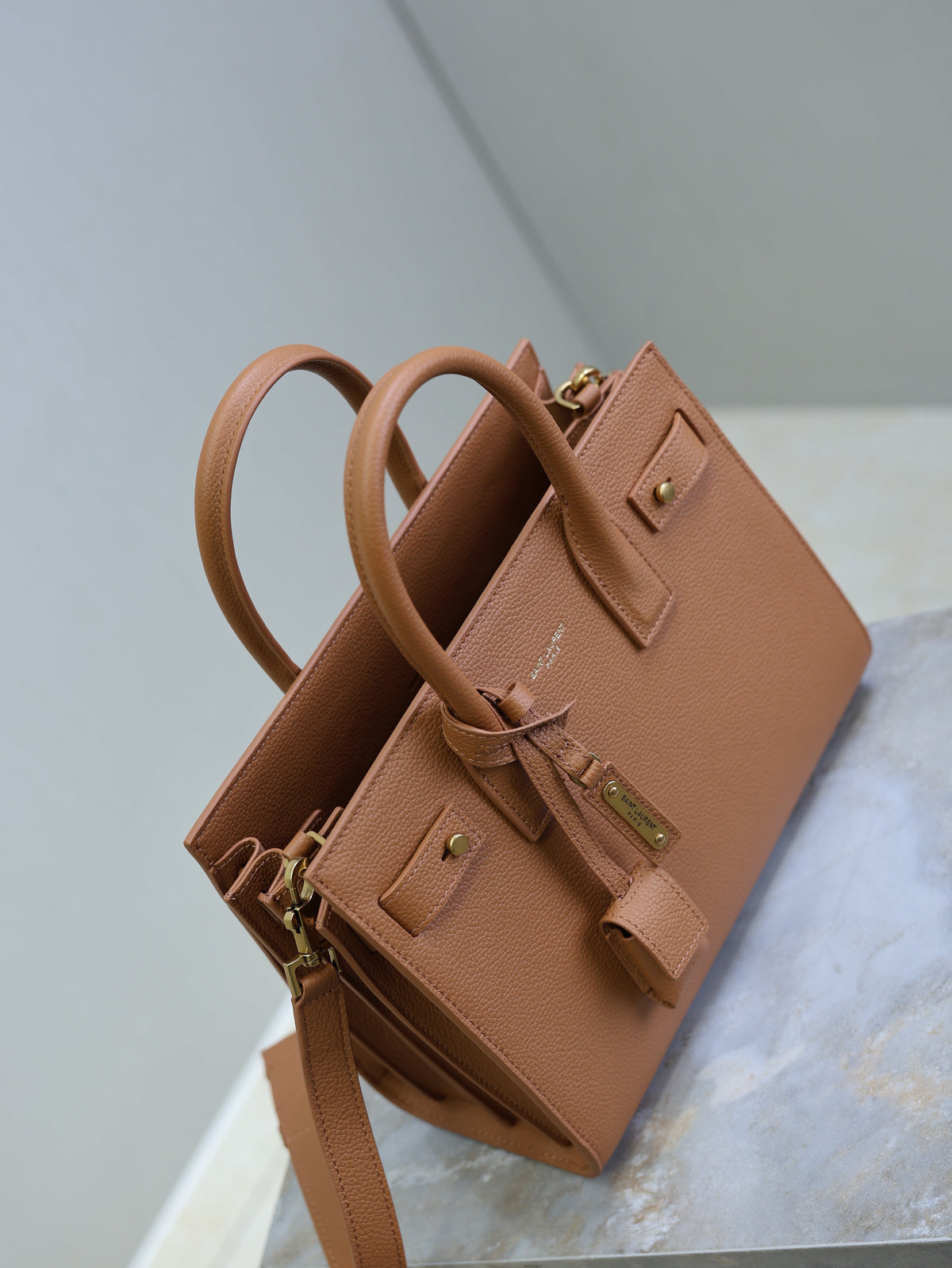 YSL Sac De Jour Nano 26cm Brown Grain Cowhide GHW
