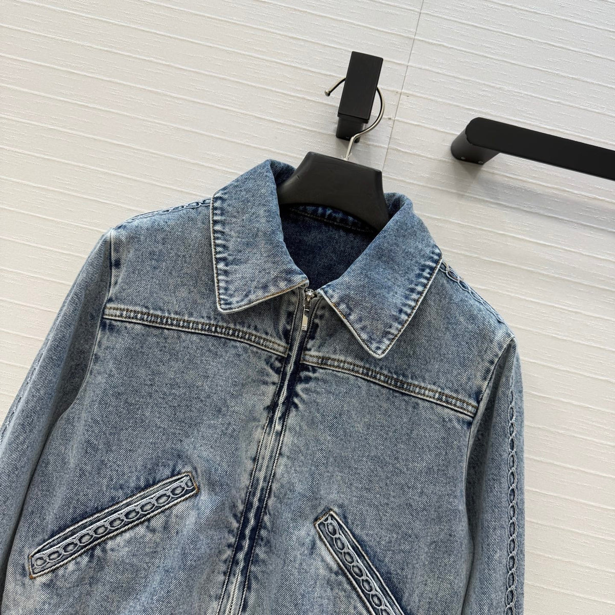 CC 26s Jacket With Cable Knit Embroidery Wash Blue Denim 402912
