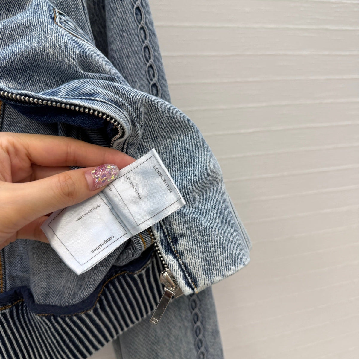 CC 26s Jacket With Cable Knit Embroidery Wash Blue Denim 402912