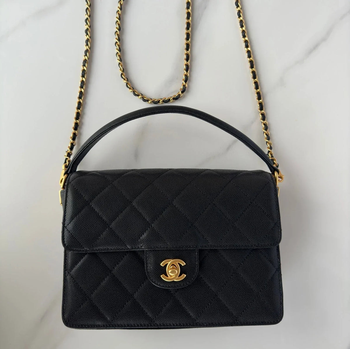 Chanel 2026 Flap Bag with Top Handle Gum-grain Cowhide