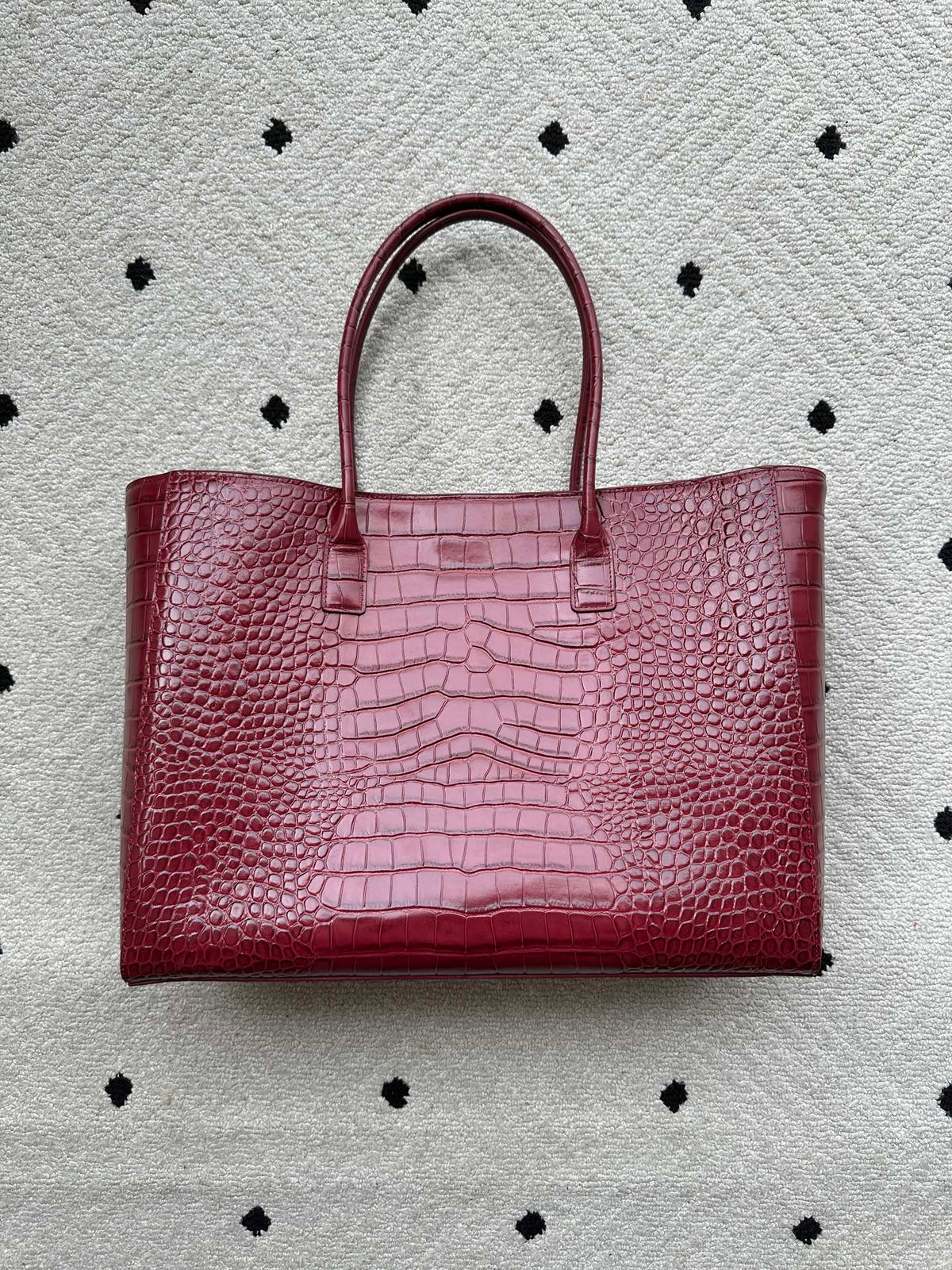 CC 2026 Large Shopping Bag 40cm Burgundy Crocodile Embossed Calfskin GHW