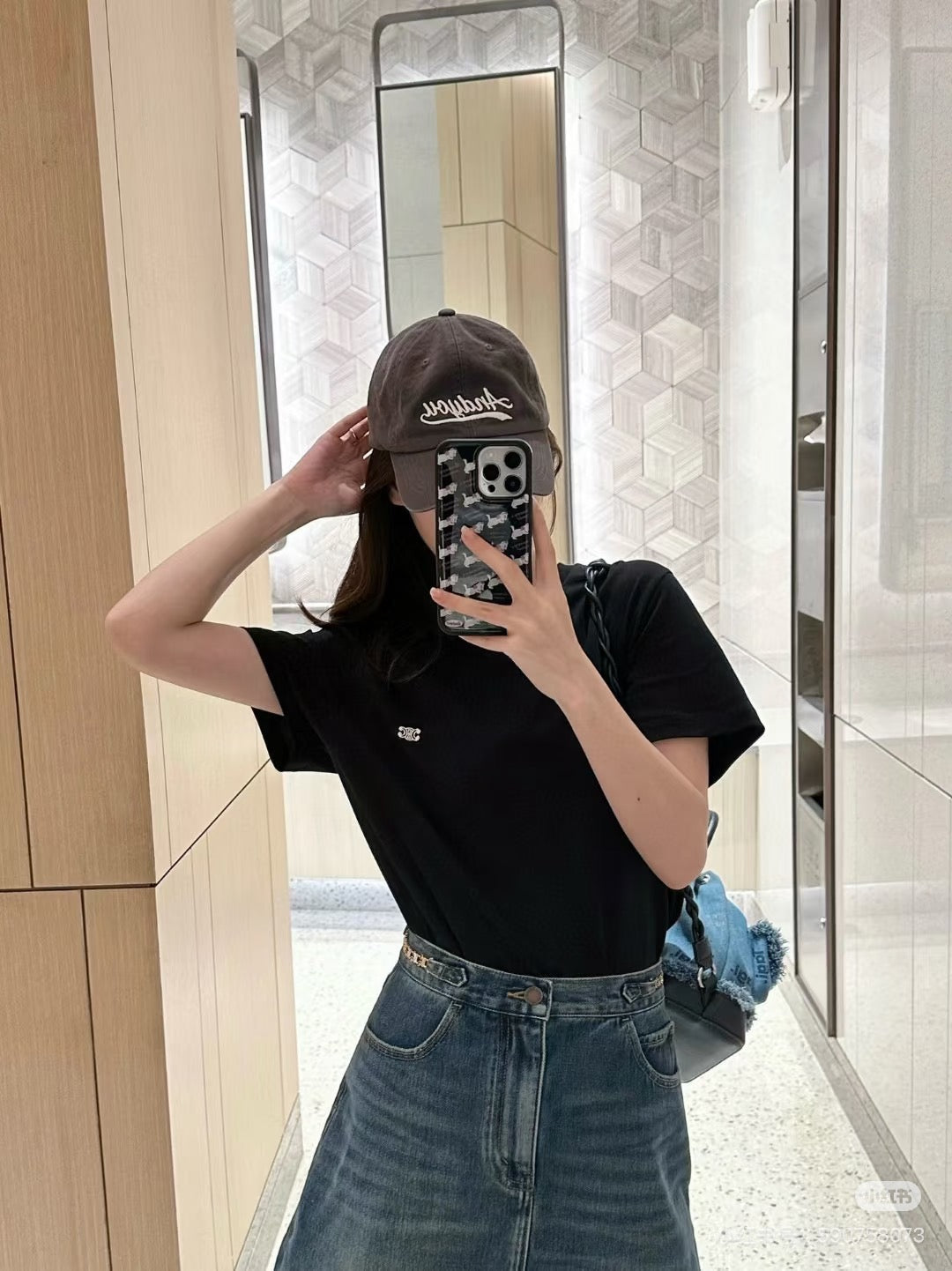 Celine  Triomphe Embroidery T-shirt Cotton 351310