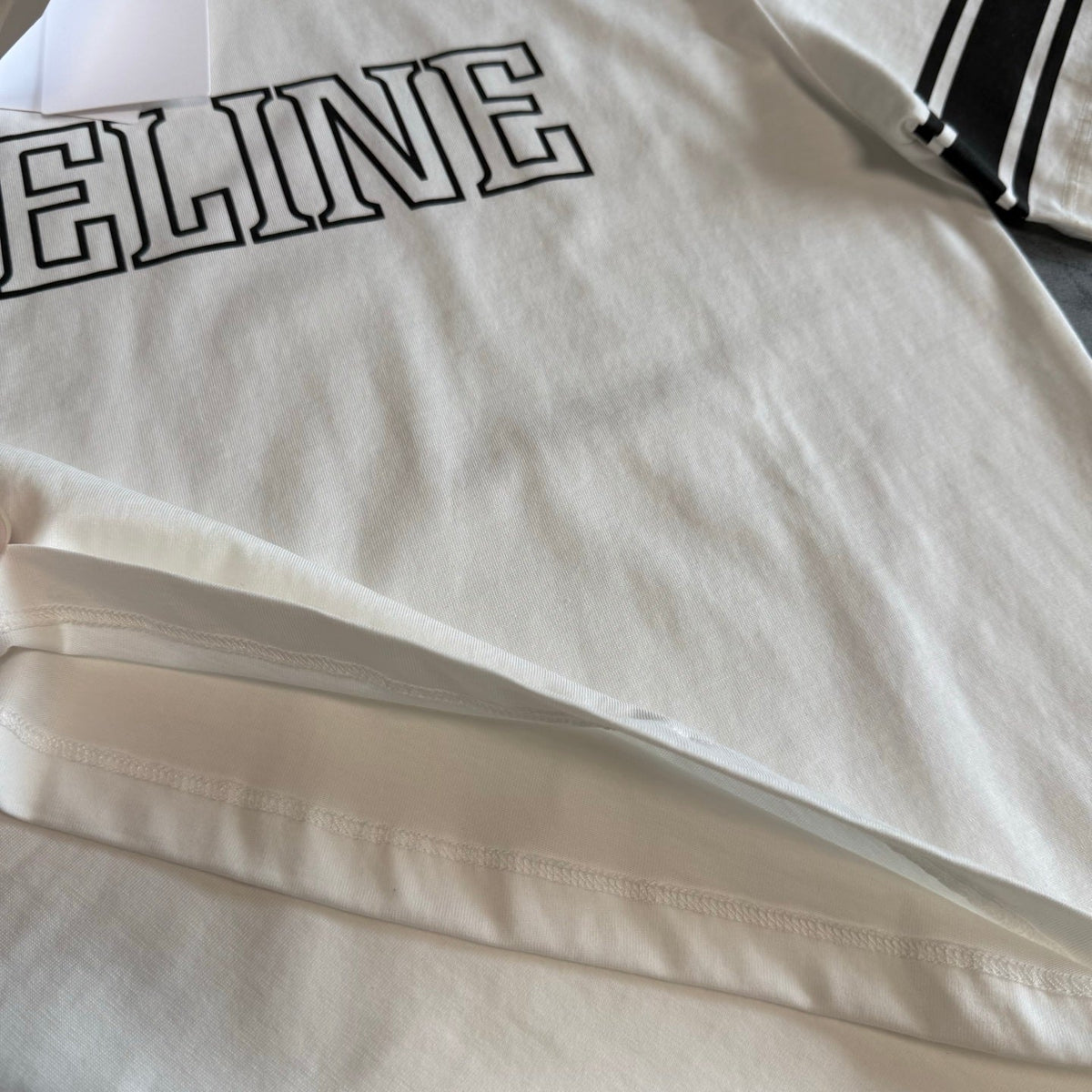 Celine SS26 Color-blocked Letter Print T-shirt White Black Cotton 350495