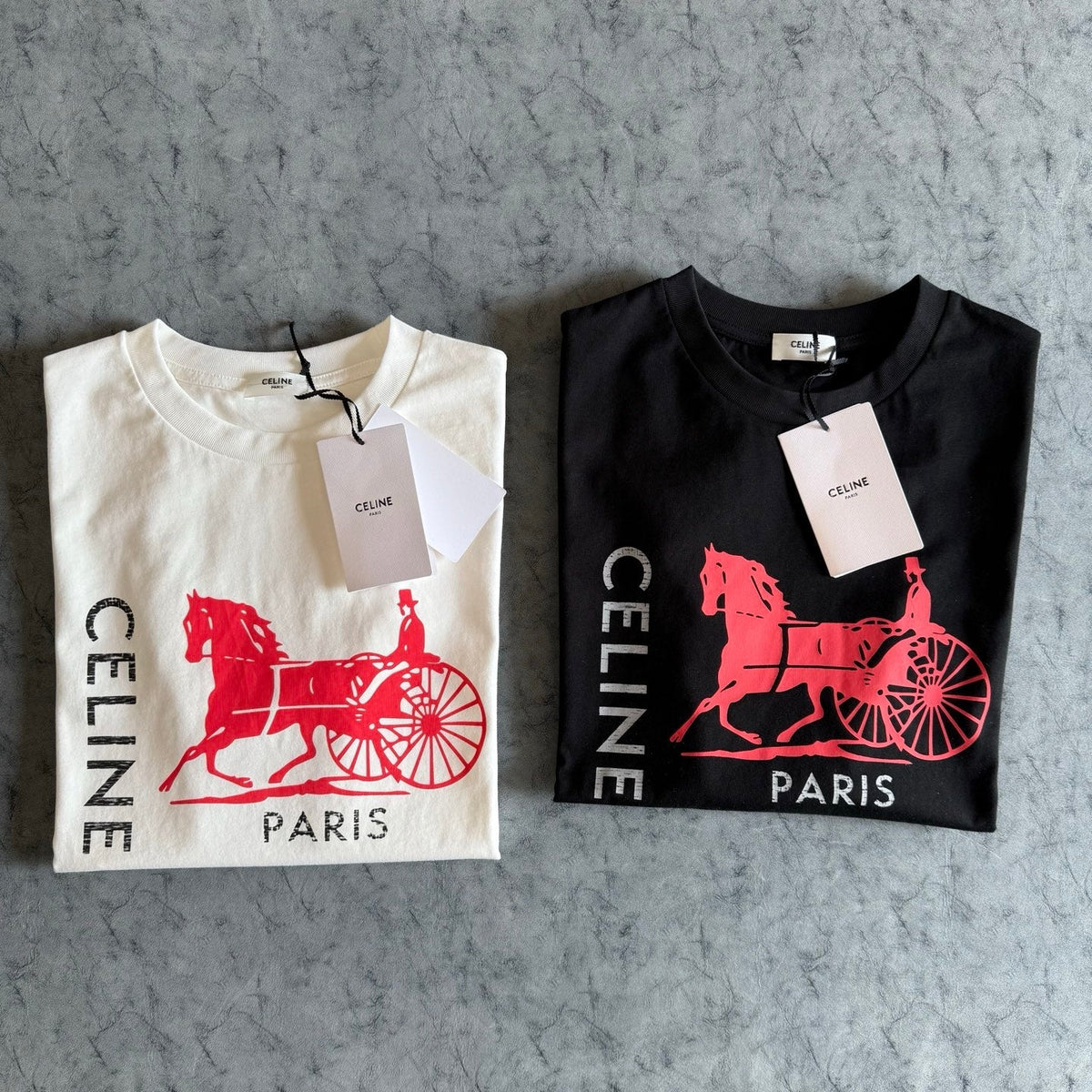 Celine SS26 Horse and Carriage Print Short-Sleeve Tee Cotton 350507