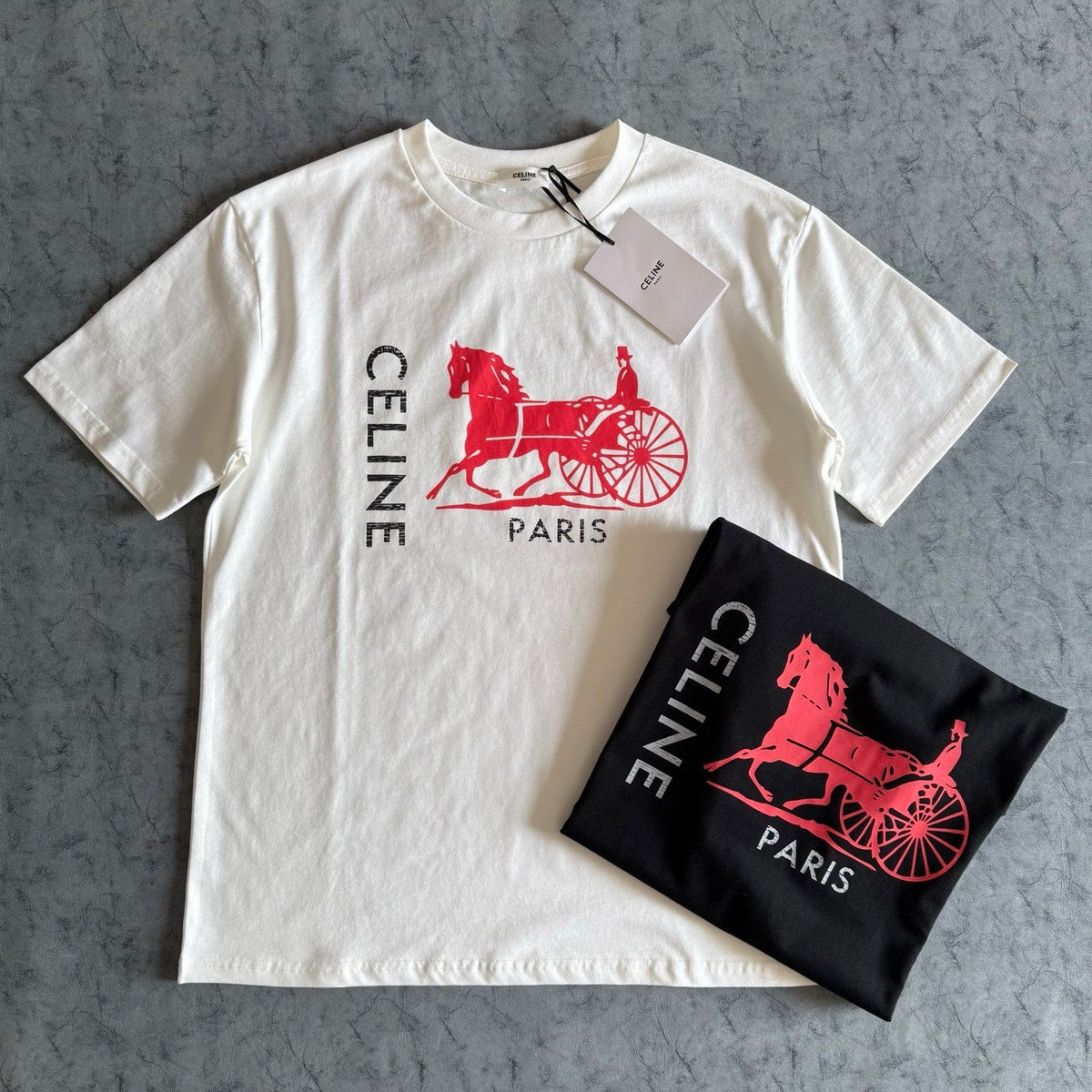 Celine SS26 Horse and Carriage Print Short-Sleeve Tee Cotton 350507