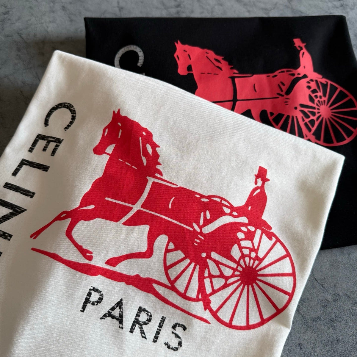 Celine SS26 Horse and Carriage Print Short-Sleeve Tee Cotton 350507