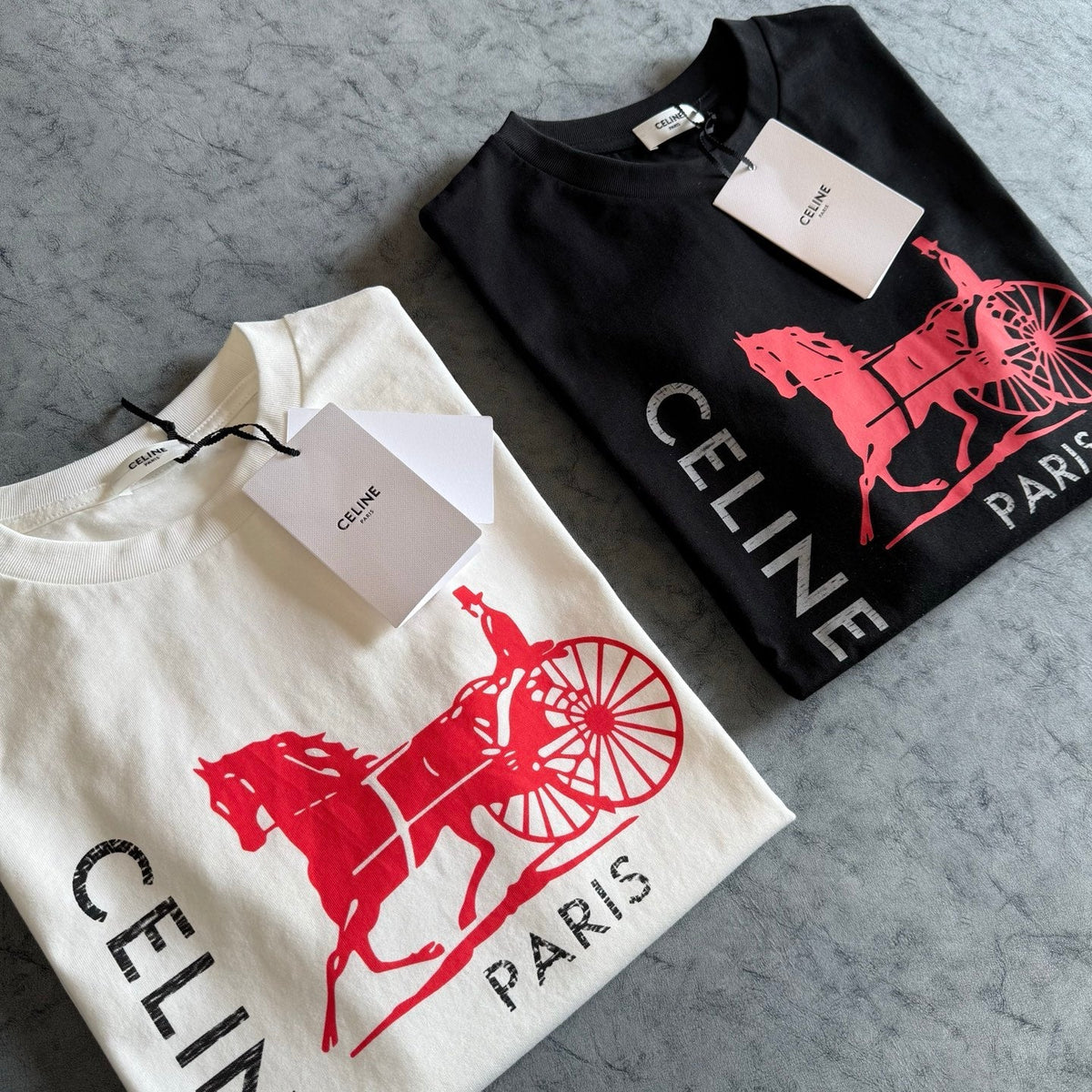 Celine SS26 Horse and Carriage Print Short-Sleeve Tee Cotton 350507