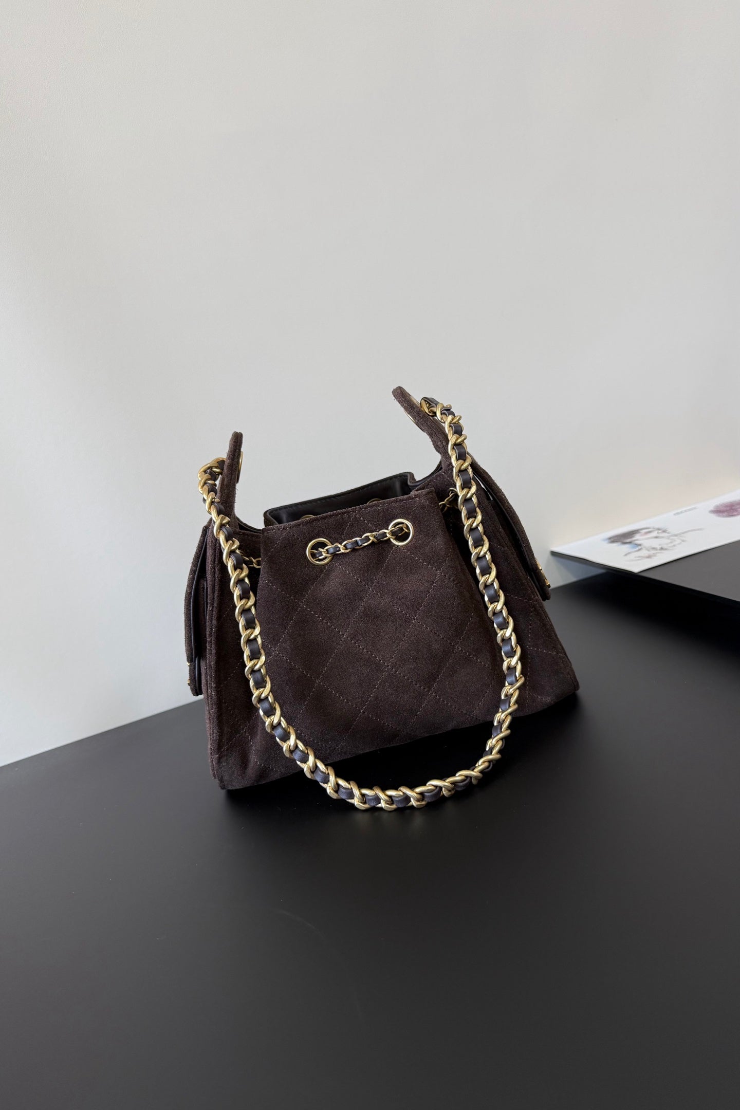 CC 25 Mini Hobo Bag Chocolate Suede GHW 282548