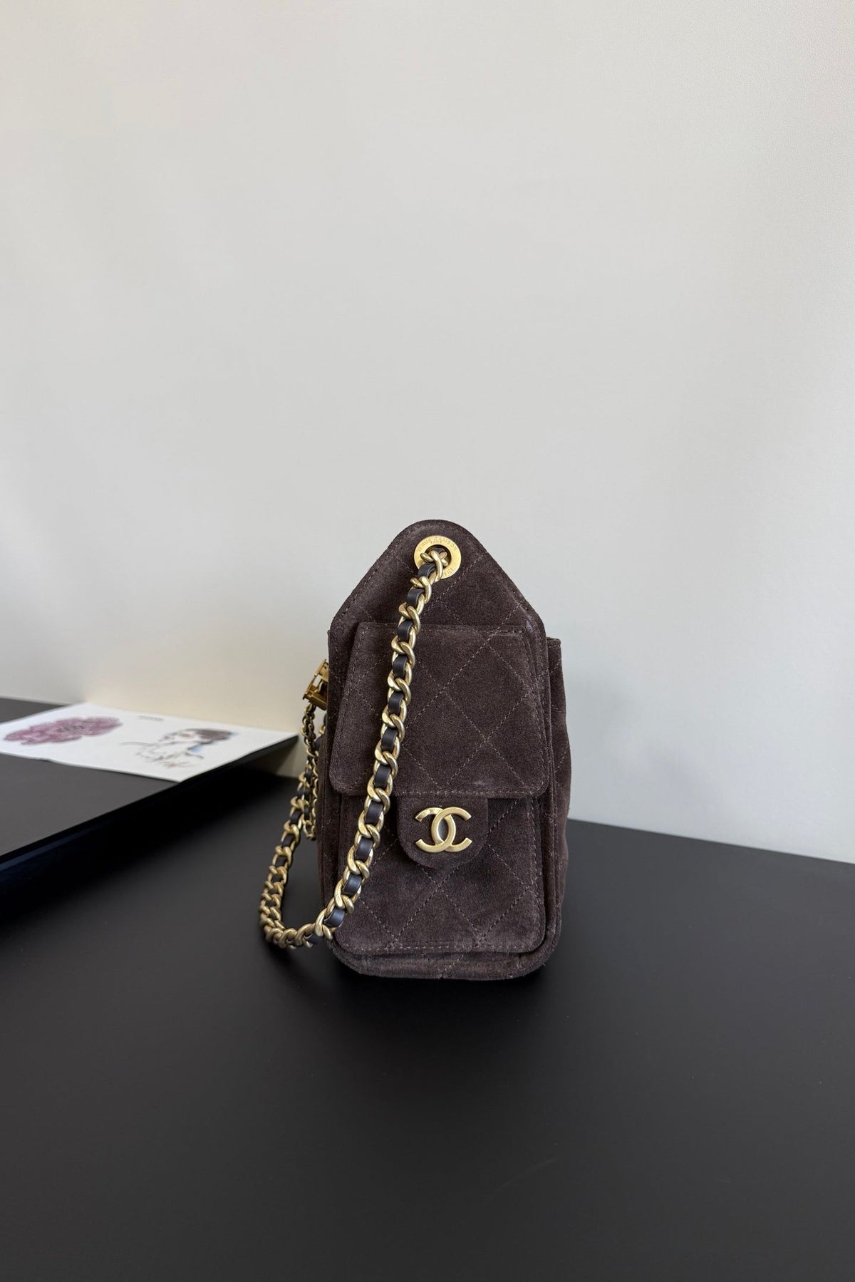 CC 25 Mini Hobo Bag Chocolate Suede GHW 282548