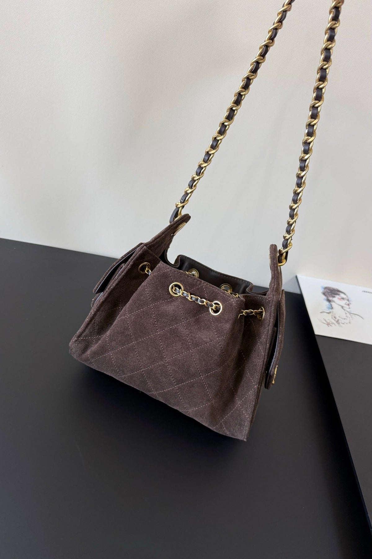 CC 25 Mini Hobo Bag Chocolate Suede GHW 282548