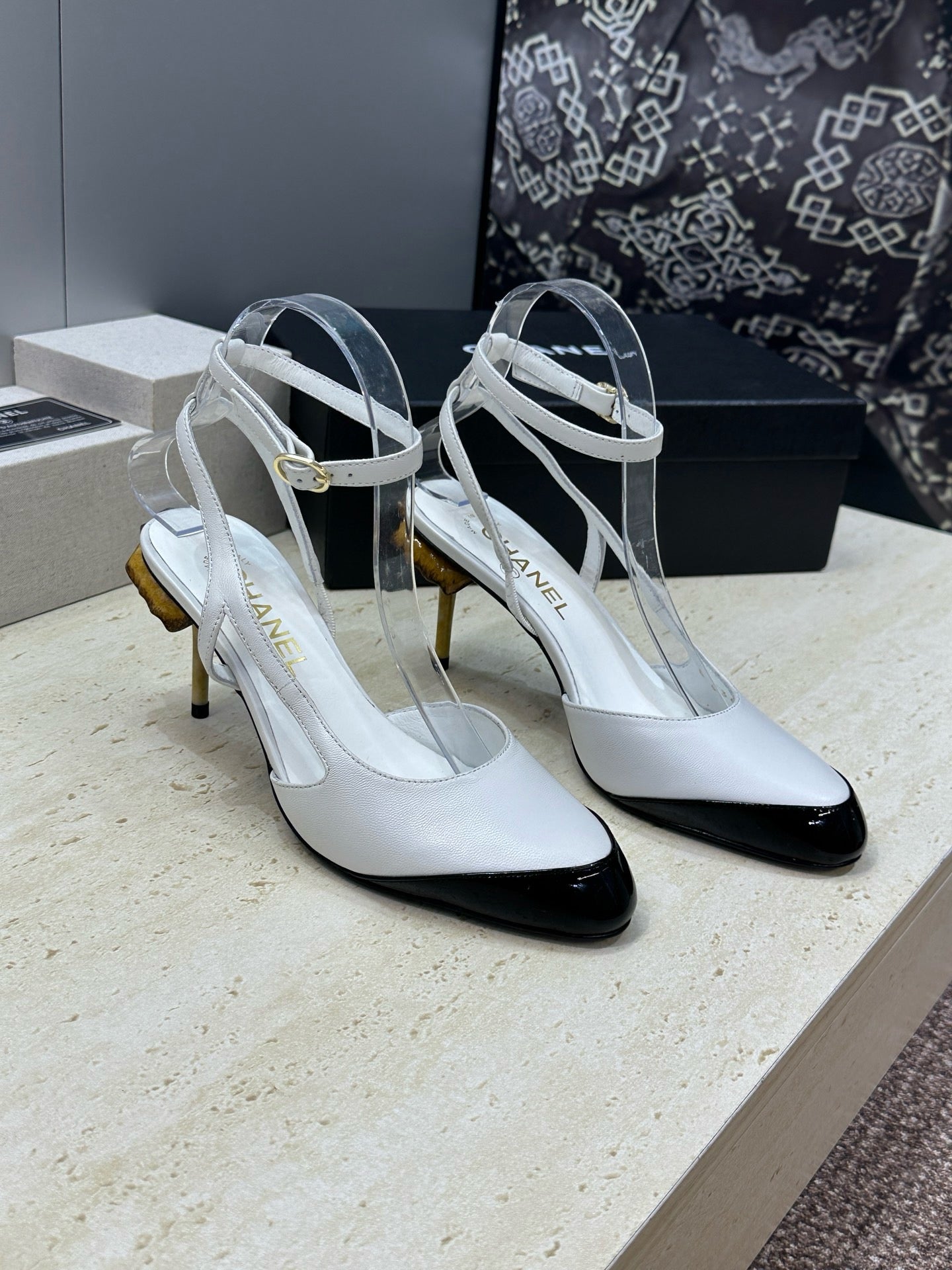 CC 2026 Couture Slingback Mushroom Heels White Patent Leather 787183