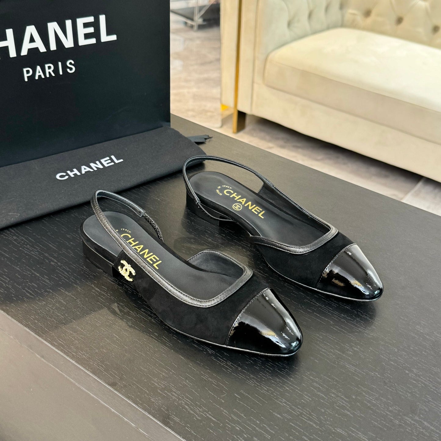 CC Slingback Black Suede