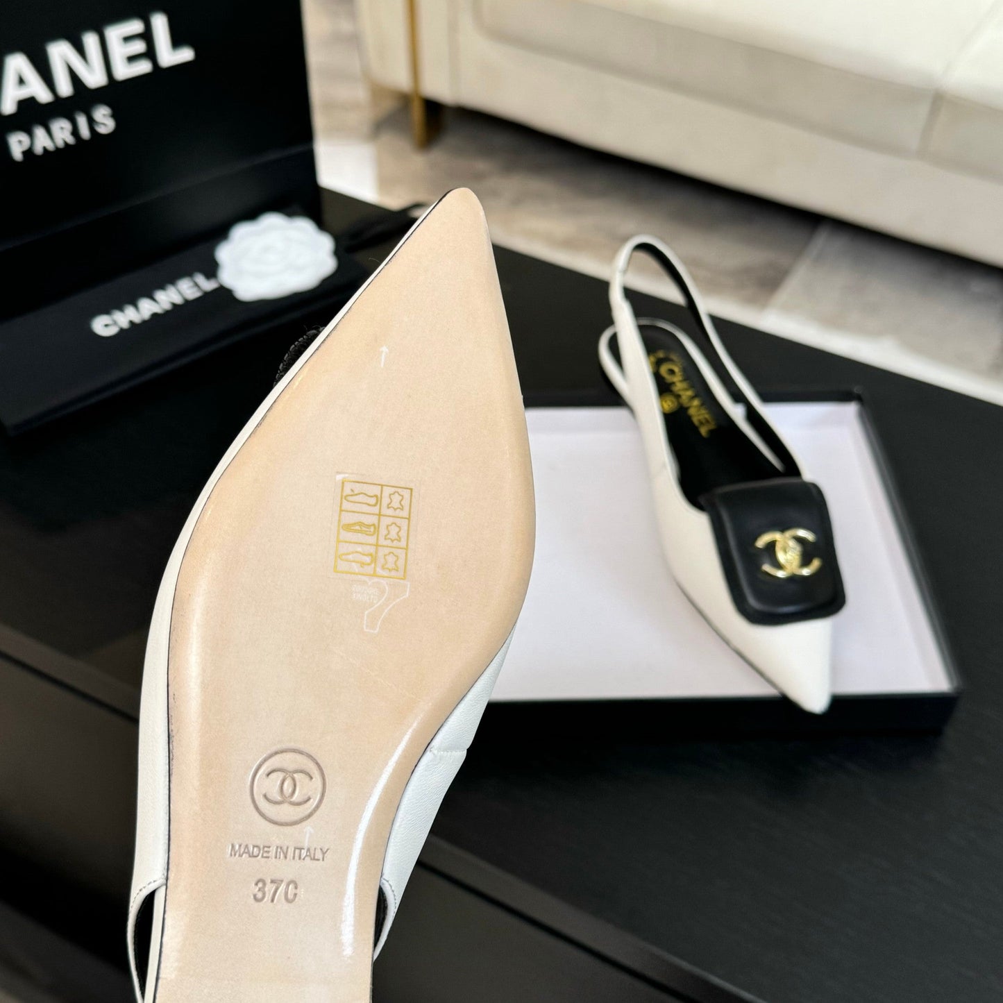 CC 25C Slingback Flat White Genuine sheepskin 212950