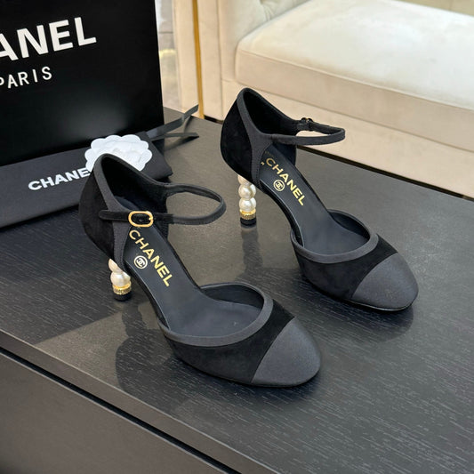 CC 25S Slingback 85mm Black Suede Grosgrain