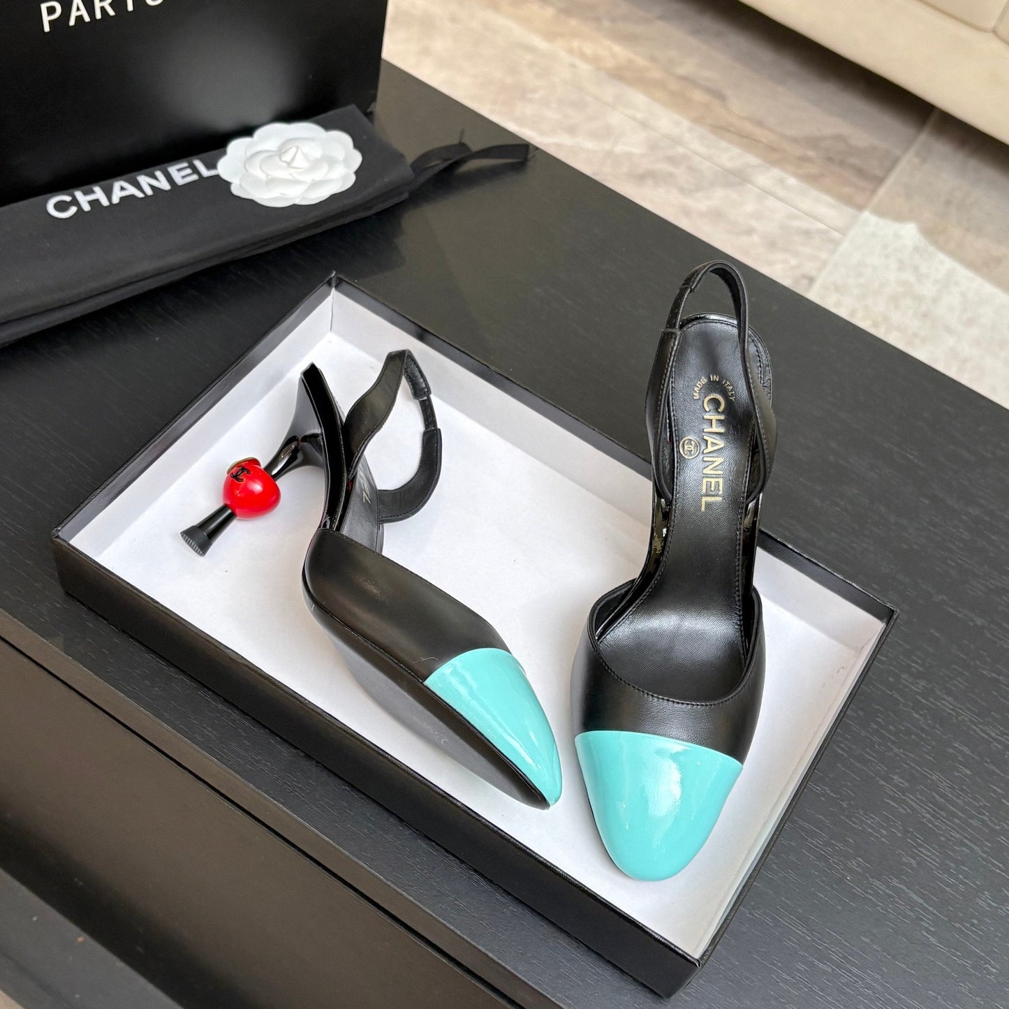 CC Métiers d’art 2026 Slingbacks 8.5cm Black Blue Leather 847277