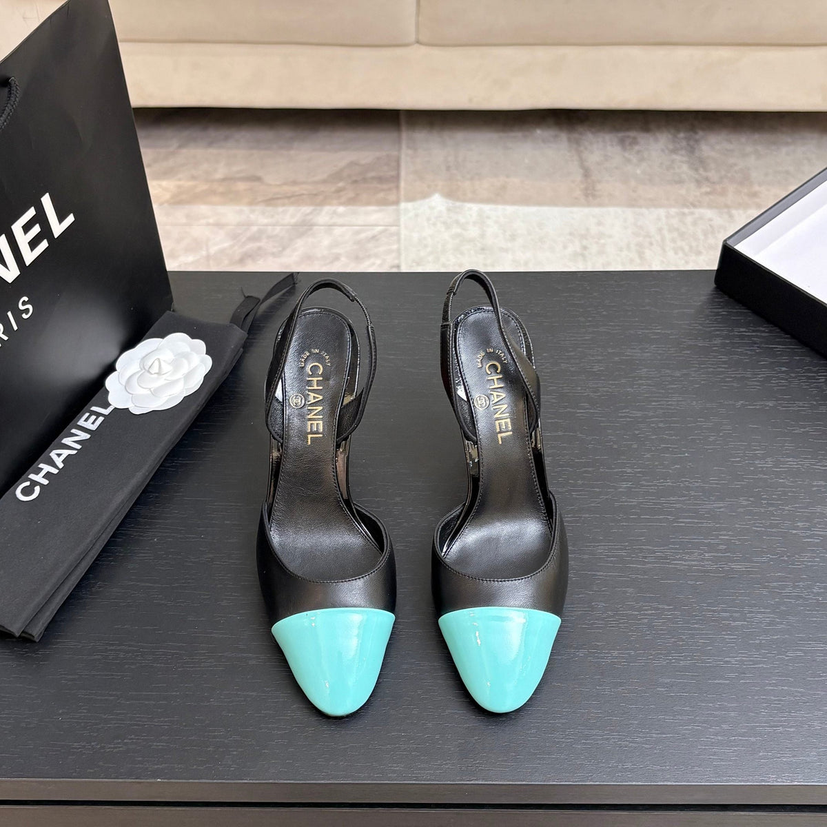 CC Métiers d’art 2026 Slingbacks 8.5cm Black Blue Leather 847277