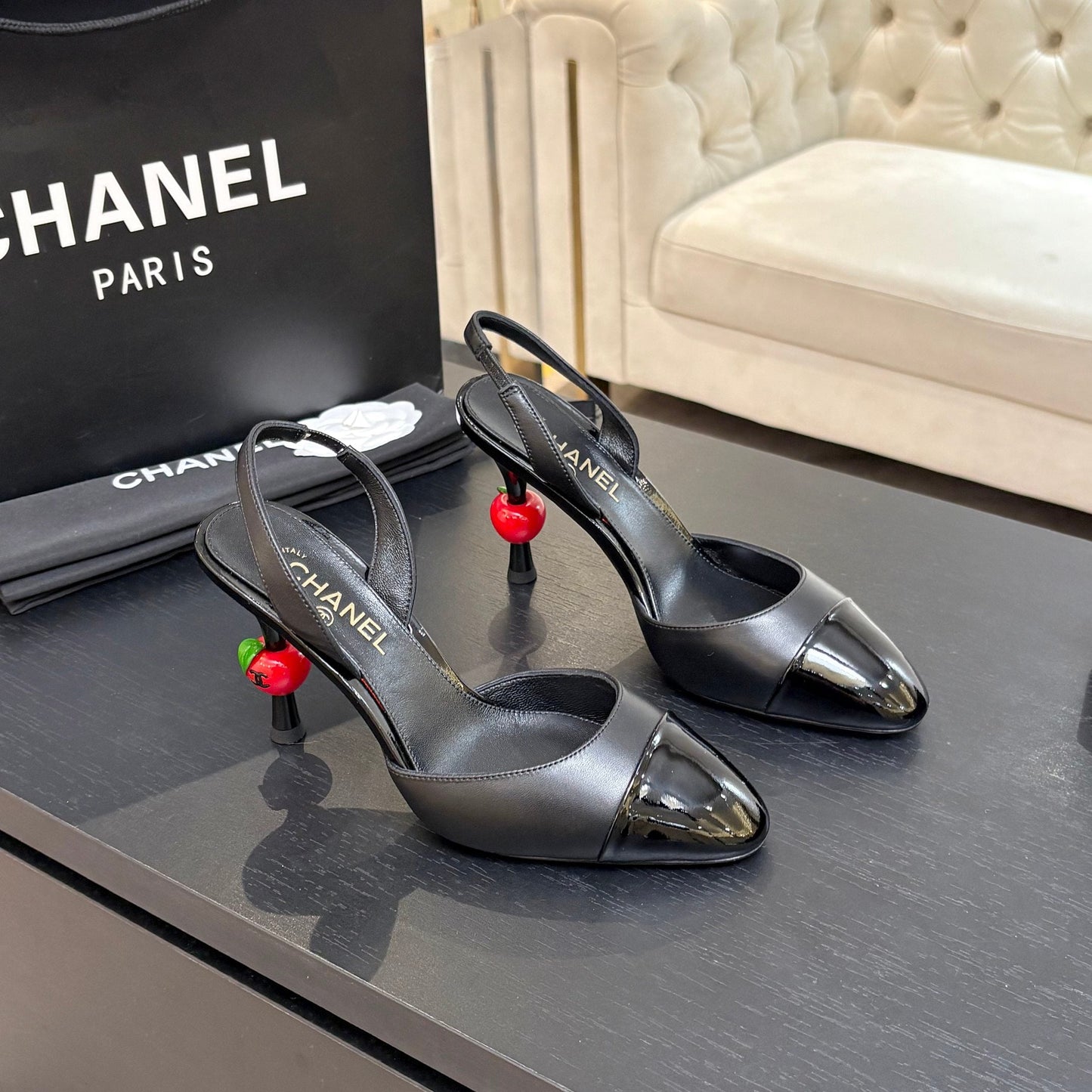 CC Métiers d’art 2026 Slingbacks 8.5cm Black Leather 847279