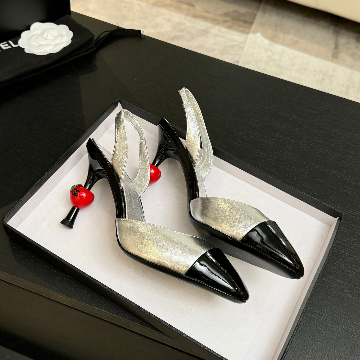 CC Métiers d’art 2026 Slingbacks 8.5cm Sliver Leather 847282