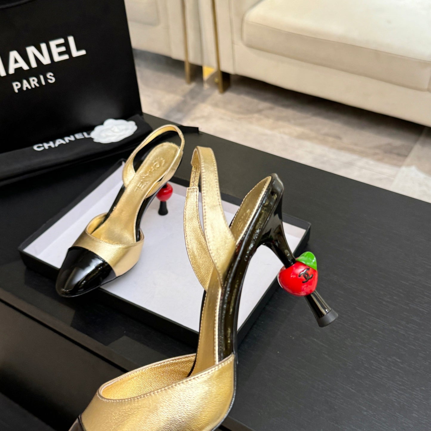 CC Métiers d’art 2026 Slingbacks 8.5cm Gold Leather 847283