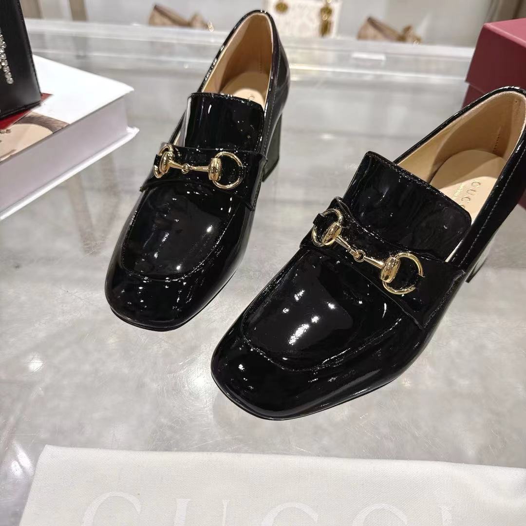 GG Women's Loafer Pump 55mm Horsebit Black Patent leather 502603