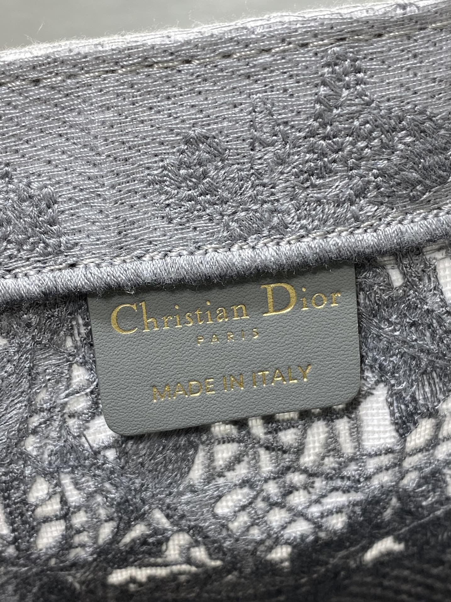 CD Medium Dior Book Tote Scotland’s National Flower Pattern Grey Cotton