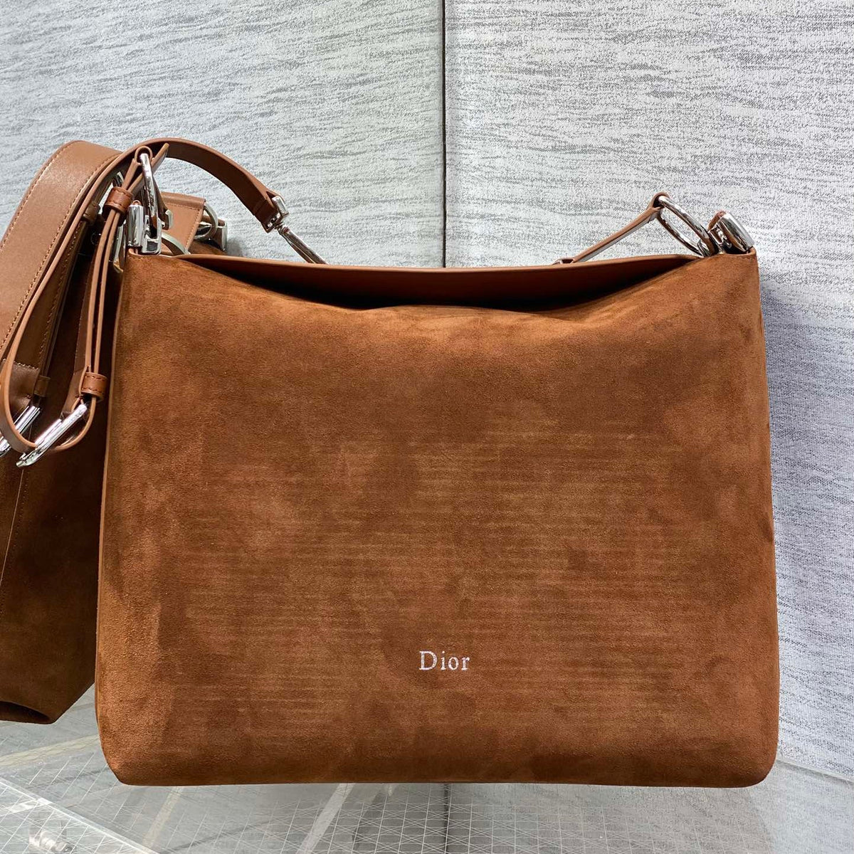 Dior Medium Diorly Bag Brown Suede 286586