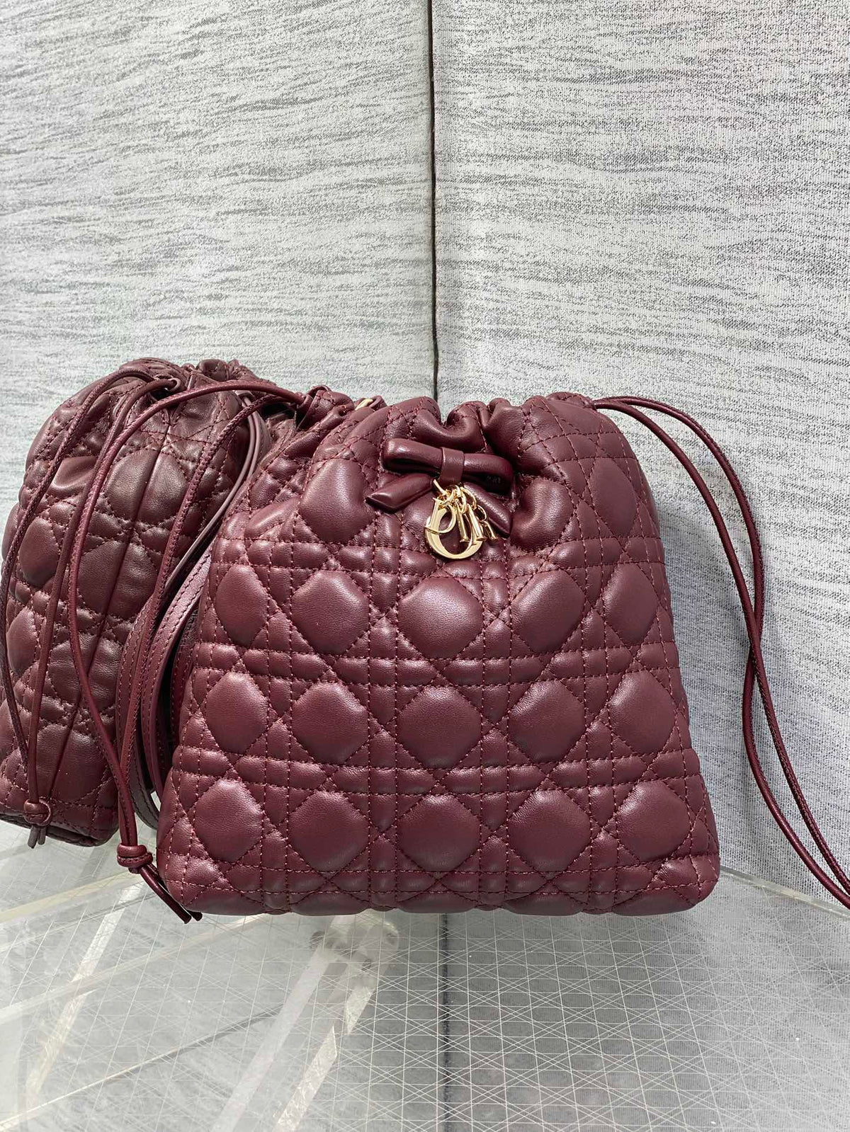 CD Adiorable Mini Bucket Bag Burgundy Lambskin 286633