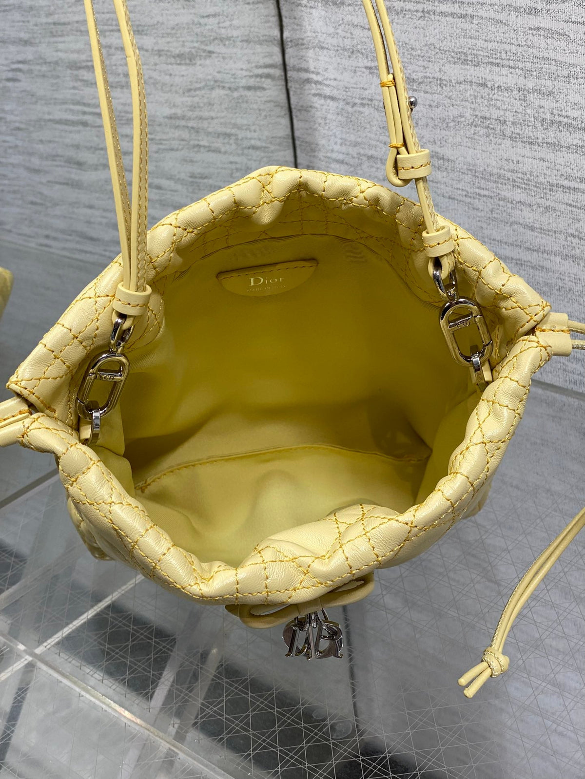 CD Adiorable Mini Bucket Bag Yellow Lambskin 286645