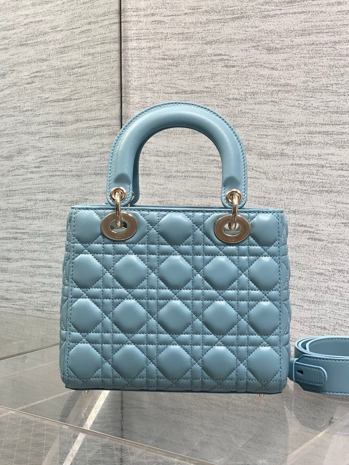 CD 2026 Bow Lady Dior Tourmaline Blue Cannage Lambskin 289166