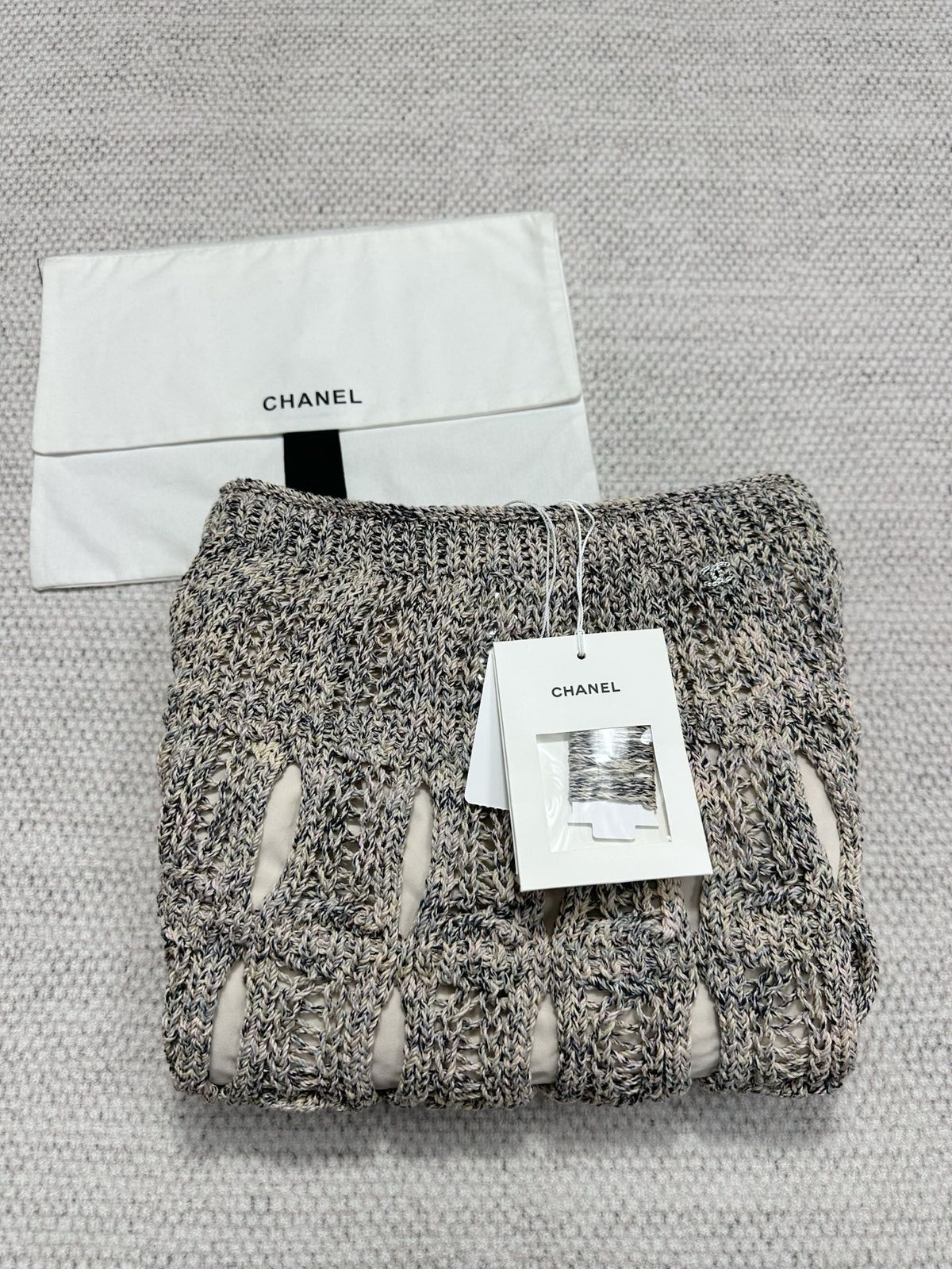 CC 25 Hollow Knitted Skirt Gray Cotton