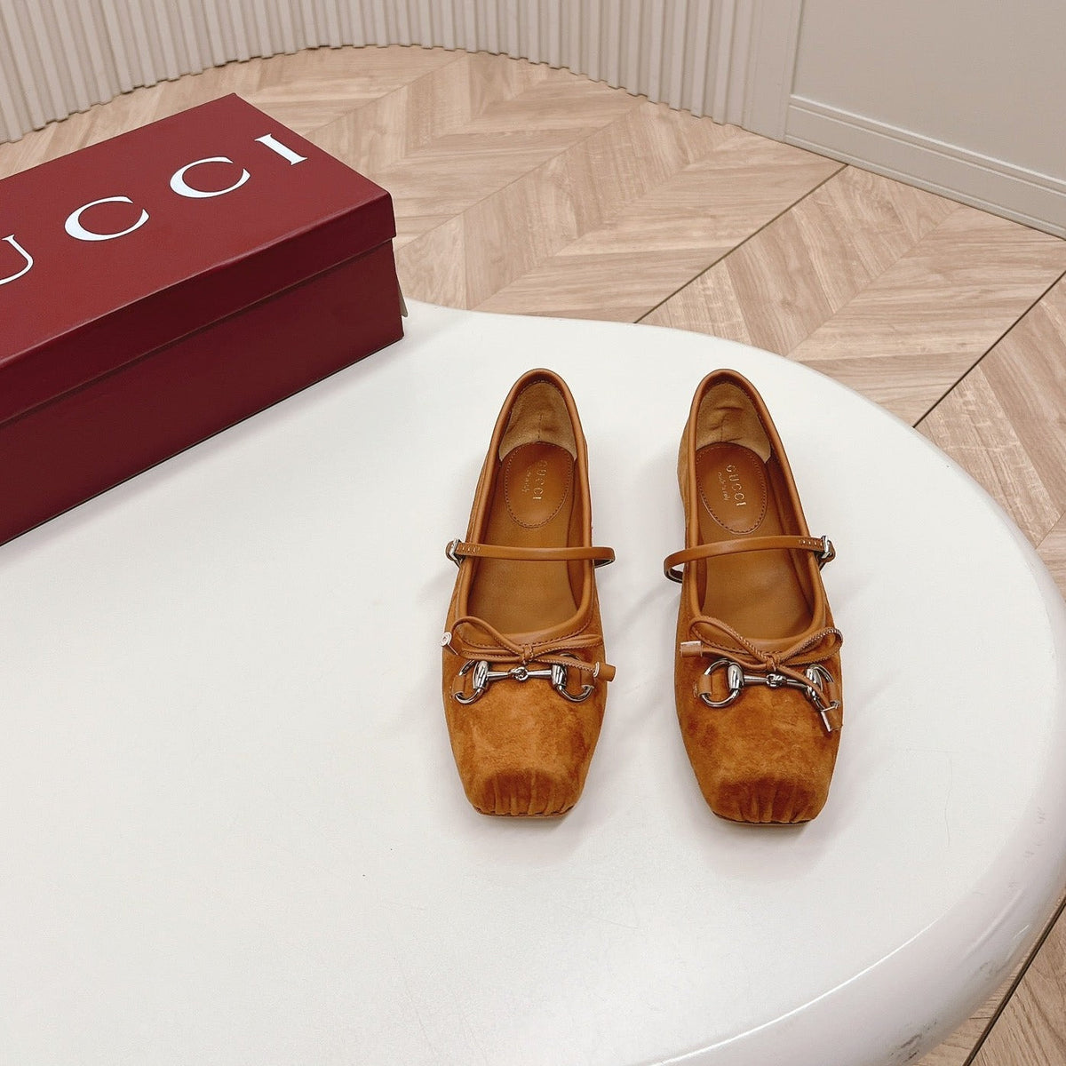 GG BALLET FLAT CARAMEL SUEDE