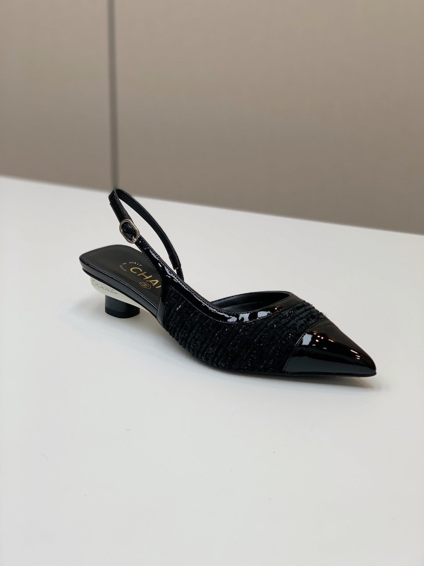 CC 26s Slingback 3.5cm Black Wool Patent Calfskin 792591