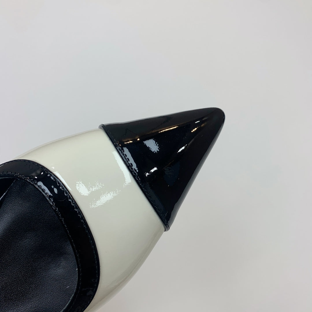 CC 26s Slingback 3.5cm Black White Patent Calfskin 792594