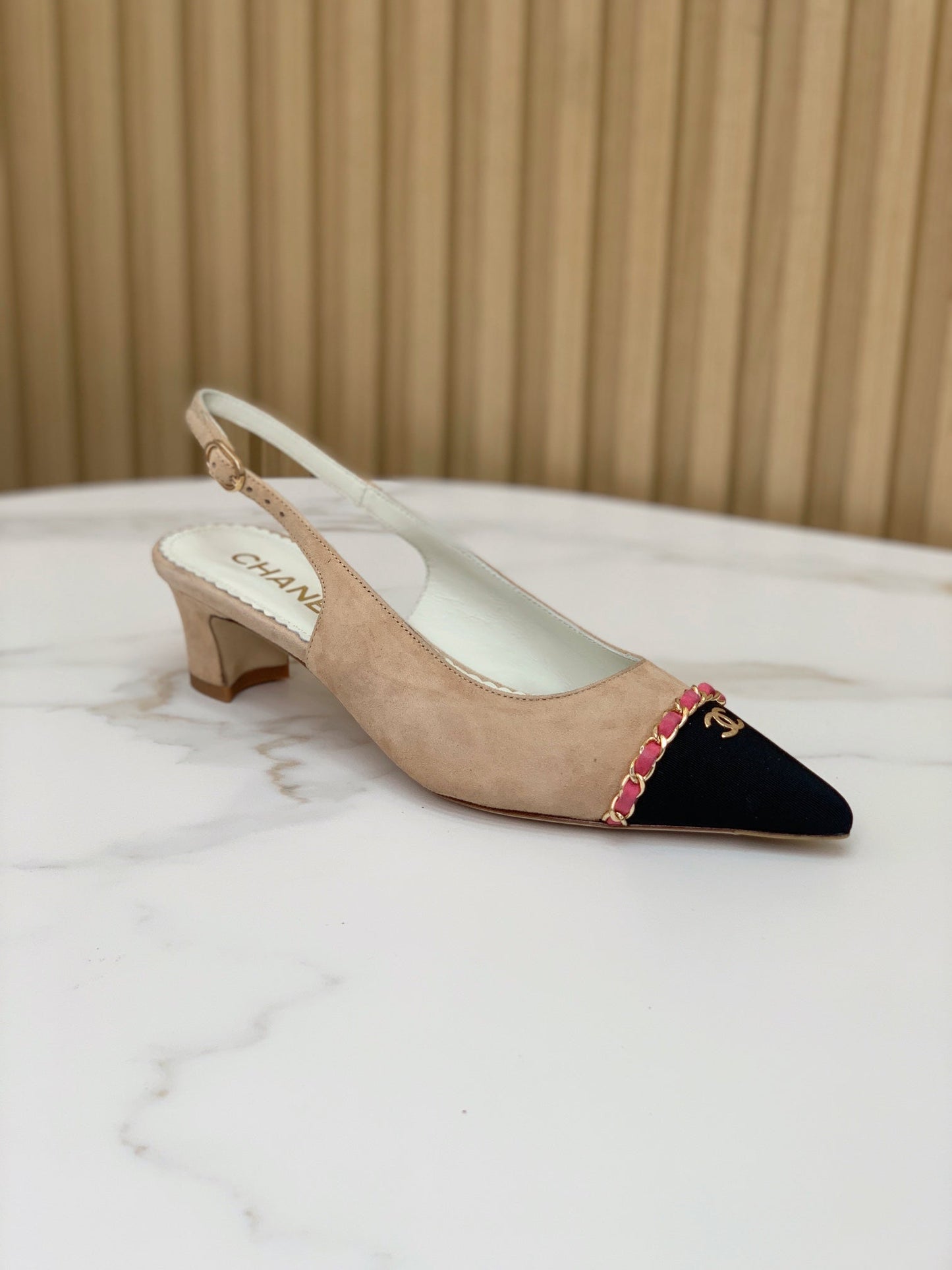 CC 26s Slingback 4.5cm Chain Khahi Suede 792605