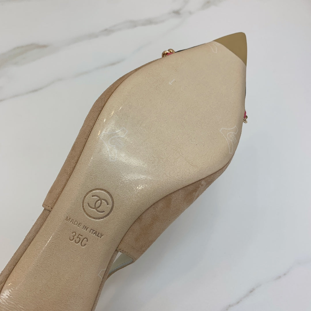 CC 26s Slingback 4.5cm Chain Khahi Suede 792605