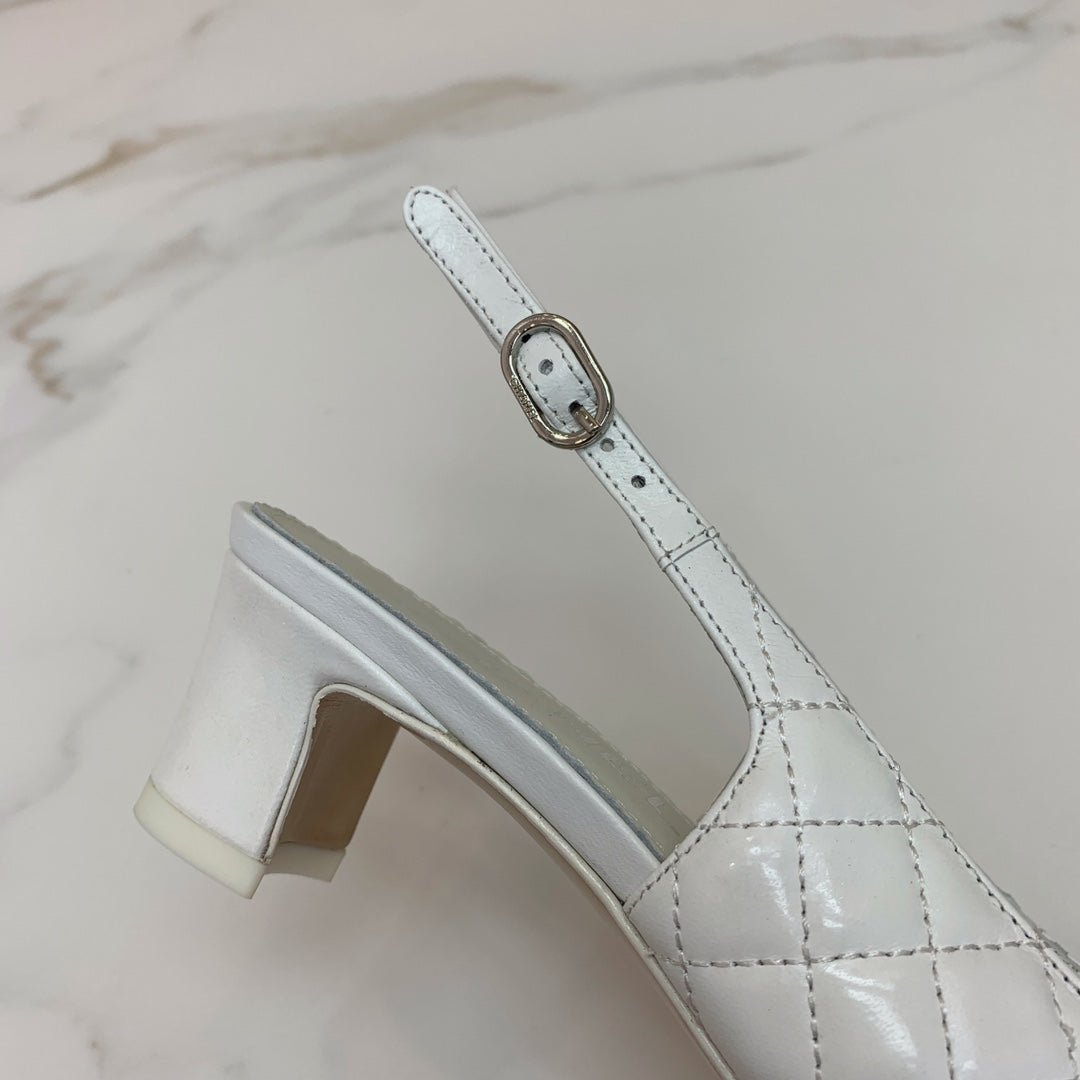 CC 26s Slingback 4.5cm Chain White Quilted Lambskin 792607