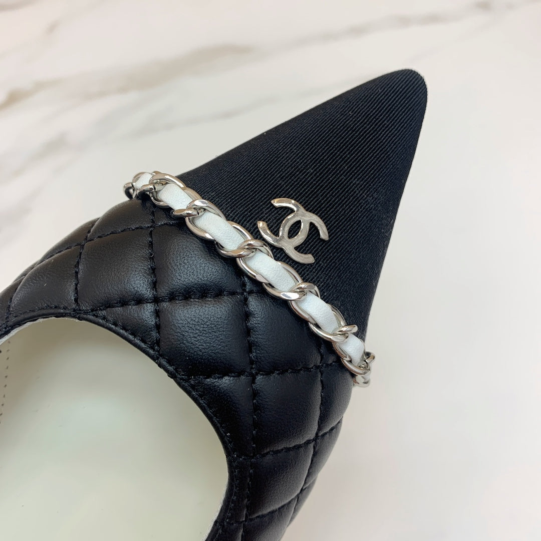 CC 26s Slingback 4.5cm Chain Black Quilted Lambskin 792608